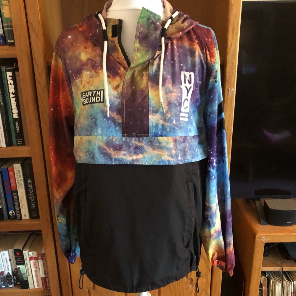 EUC Galaxy By Harvic Cosmic Print Windbreaker Hoodie